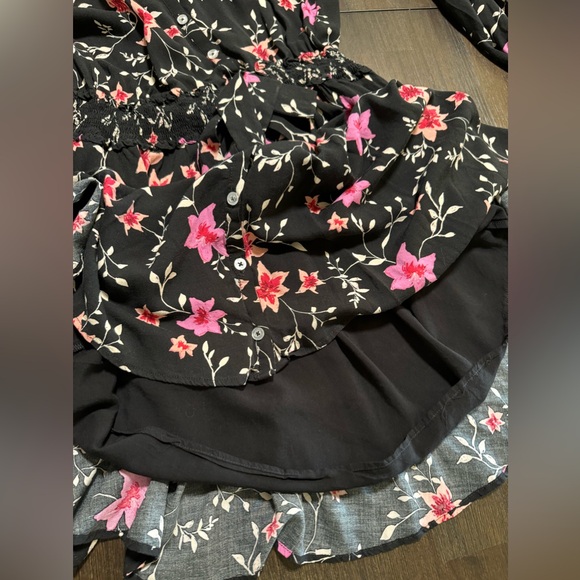 Free People Lighten up Long sleeve Mini Dress in Black and Pink XS - Picture 6 of 9